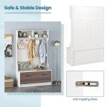 Giantex White Hall Tree Shoe Bench Organizer
