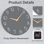 Gray Silent Non-Ticking Wall Clock - 8 Inch