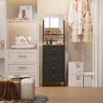 4-Drawer Freestanding Dresser with Mirror in Black