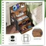 Rustic Brown Night Stand with Charging Station