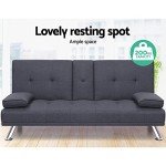 3-Seater Grey Sofa Bed with Adjustable Backrest