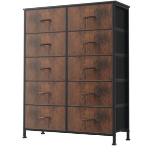 10-Drawer Fabric Storage Cabinet with Wood Top