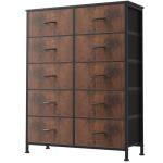 10-Drawer Fabric Storage Cabinet with Wood Top