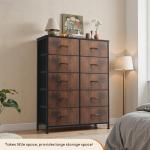 10-Drawer Fabric Storage Cabinet with Wood Top