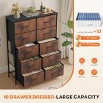 10-Drawer Fabric Storage Cabinet with Wood Top
