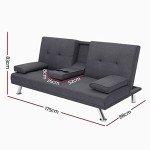 3-Seater Grey Sofa Bed with Adjustable Backrest