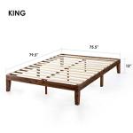 Mellow 12" Solid Wood King Bed Frame, Espresso