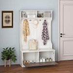 Giantex White Hall Tree Shoe Bench Organizer