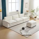 Beige Modular Sectional Sofa with Ottoman