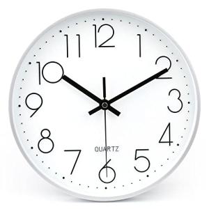 Silent 10-Inch Silver Battery Wall Clock for Home