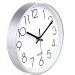 Silent 10-Inch Silver Battery Wall Clock for Home