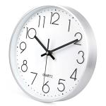 Silent 10-Inch Silver Battery Wall Clock for Home