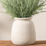 Rustic White Ceramic Flower Vase, 7.48 Inch