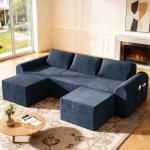 Cloud Modular Sofa with Ottomans - Deep Seat, Blue