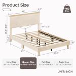 Beige Adjustable Queen Bed Frame with LED Lighting