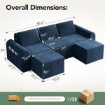 Cloud Modular Sofa with Ottomans - Deep Seat, Blue
