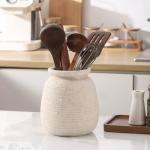 Rustic White Ceramic Flower Vase, 7.48 Inch