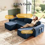 Cloud Modular Sofa with Ottomans - Deep Seat, Blue