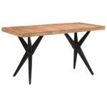 Acacia Wood Dining Table with Iron Frame - Black