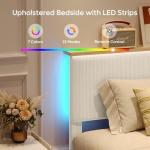 Beige Adjustable Queen Bed Frame with LED Lighting