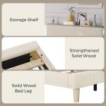 Beige Adjustable Queen Bed Frame with LED Lighting