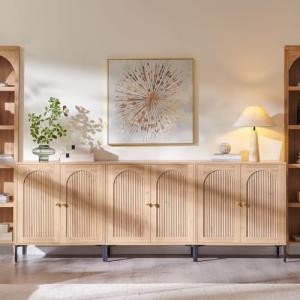 Modern Fluted Sideboard Cabinet with Adjustable Shelves