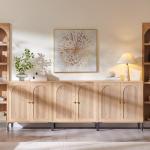 Modern Fluted Sideboard Cabinet with Adjustable Shelves