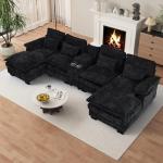 U Shaped Cloud Sectional Sofa with USB Port
