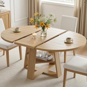 Extendable Round Dining Table for Space Saving Dining