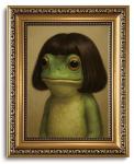 Whimsical Frog Wall Art in Gold Frame 8x10in