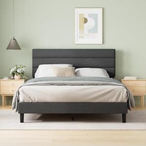 Zinus King Piper Upholstered Platform Bed - Dark Grey