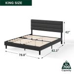 Zinus King Piper Upholstered Platform Bed - Dark Grey