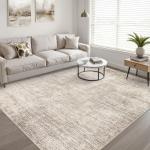Large Washable 8x10 Neutral Brown Area Rug