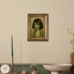 Whimsical Frog Wall Art in Gold Frame 8x10in
