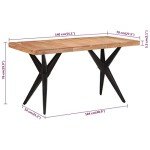 Acacia Wood Dining Table with Iron Frame - Black