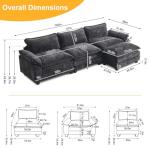 Black Modular Sectional Sofa with Ottoman