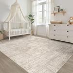 Large Washable 8x10 Neutral Brown Area Rug