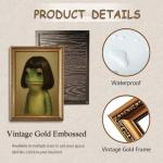 Whimsical Frog Wall Art in Gold Frame 8x10in