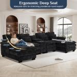 U Shaped Cloud Sectional Sofa with USB Port
