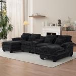 U Shaped Cloud Sectional Sofa with USB Port