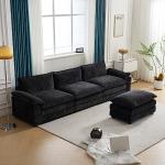 Black Modular Sectional Sofa with Ottoman