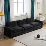 Black Modular Sectional Sofa with Ottoman