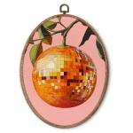 Funky Orange Disco Ball Oval Wall Art