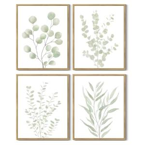 Sage Green Eucalyptus Leaf Wall Art Set of 4