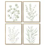 Sage Green Eucalyptus Leaf Wall Art Set of 4