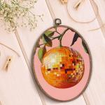 Funky Orange Disco Ball Oval Wall Art