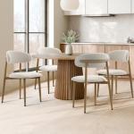 Set of 4 Modern Beige Metal Dining Chairs