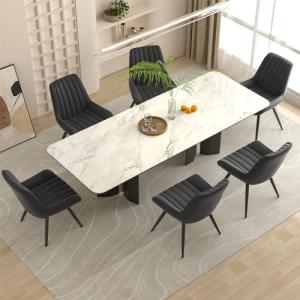 Set of 6 Modern Upholstered Dining Chairs, Black