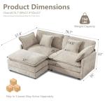 76.7" Modern Cloud Sofa Loveseat with Ottoman