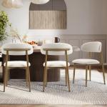Set of 4 Modern Beige Metal Dining Chairs